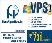 VPS (Virtual Private Servers) hosting for Rs.731/month