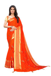 Greeny - Silk Embroidery Saree with Blouse