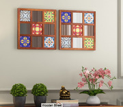 uy Bohemian Set of 2 Mirror with Frame (Honey Finish) Online