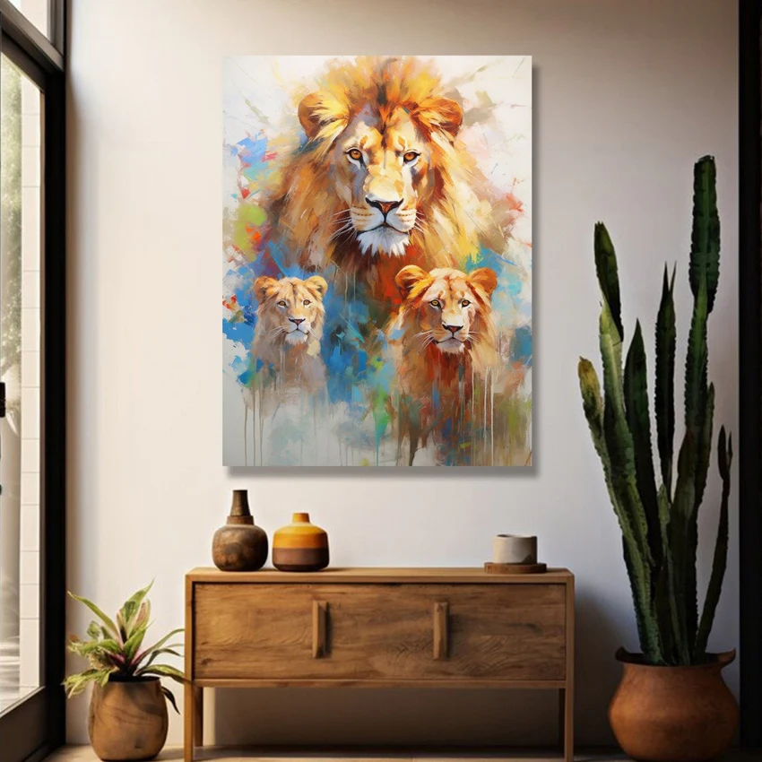 Ideas for Luxury Lion Painting Interior Modern and Bold.